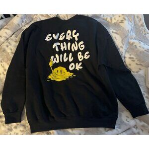 Everything Will Be OK Sweatshirt Women's Size XL Black Cotton Blend